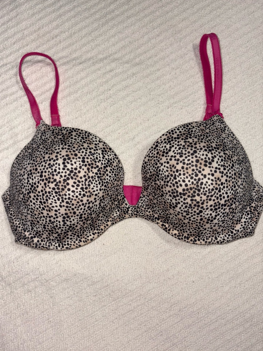 Victoria's Secret Spotted Push-Up Cotton Bra with Pink Straps 36D